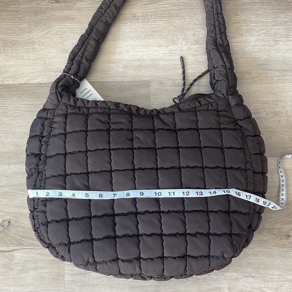 Urban Fit by Urban Expressions Quilted Puffer Hobo Carry All Tote in Brown - Picture 6 of 14